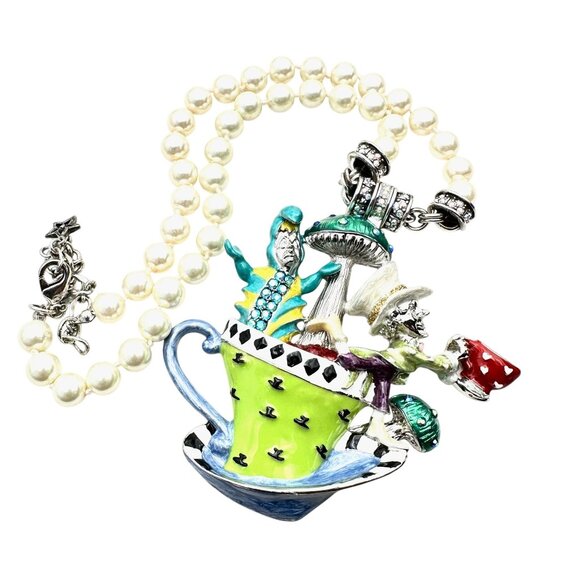 Kirks Folly Womens Necklace Crystal Magnetic Enhancer Wonderland Tea Party - Picture 2 of 4